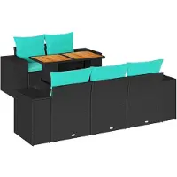 vidaXL 6-delige Loungeset met kussens poly rattan zwart