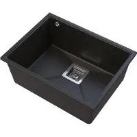 Granitan Napo spoelbak onderbouw - 55 cm - zwart met goud - sifon chroom