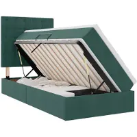 vidaXL LED-bed met matras, donkergroen, 100 x 200 cm, fluweel