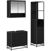 vidaXL Badkamermeubel Set 3 st Zwart Eiken 35 x 37,5 x 166 cm
