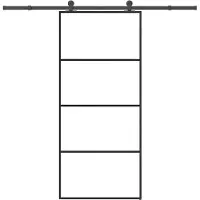 vidaXL - Schuifdeur - met - beslag - 90x205 - cm - ESG-glas - en - aluminium