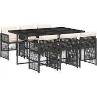 vidaXL 7-delige Tuinset met kussens poly rattan zwart
