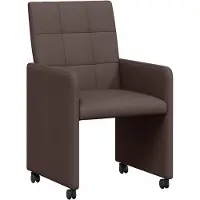 vidaXL Eetkamerstoelen met wielen 2 st Stof Donkerbruin