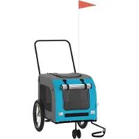 vidaXL Hondenfietstrailer oxford stof en ijzer blauw en grijs