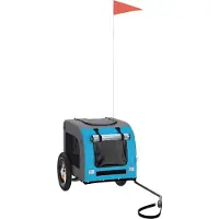 vidaXL Hondenfietstrailer oxford stof en ijzer blauw en grijs