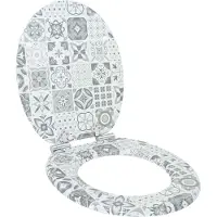 vidaXL Zacht-sluit toiletzitting Blauw en Wit Porselein 44 x 38 cm