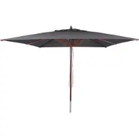 Mendler Horeca-parasol van hout -C57b, tuinparasol, polyester/hout 29 kg, vierkant 4x4 m, met trekkoord, schokbestendig ~ antraciet