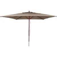 Mendler Horeca-parasol van hout -C57b, tuinparasol, polyester/hout 29 kg, vierkant 4x4 m, met touwbediening, schokbestendig ~ taupe