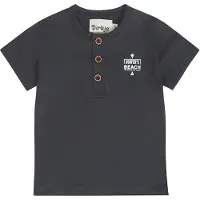 Dirkje T-shirt met backprint donkerblauw Jongens Stretchkatoen Henleykraag - maat 116