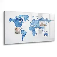 Tulup Whitebord - Pastel wereldkaart - 120 x 60 cm - Blauw Memo Bord - Gratis 5 Sterke Magneten + Whiteboard Marker & Wisser - Scandinavisch Design Bord - Magnetisch Wandbord - Organiseer Je Bureau