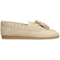 Manfield Beige suède loafers met kwastjes | Maat 37
