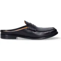Manfield Zwarte leren loafers | Maat 44