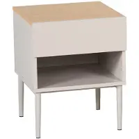 Sweeek Nachtkastje met lade en nisje metaal en houtdecor Beige