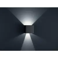 HELESTRA LED-wandlamp buiten SIRI 44 L, zwart, Aluminium, Modern, LED wandlamp buiten