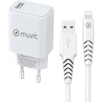 Muvit For Change Pack Chargeur + Câble Lightning 1.2m Blanc