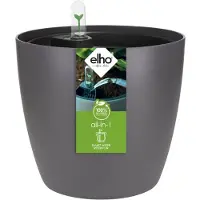 Elho All-in-1 Brussel Rond 25 + Swi 24 - Bloempot met Watermeter - 100% Gerecycled Plastic - Ø 25 cm - Antraciet