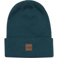 Urban Classics Beanie - Leather Patch Long Beanie - petrol | Maat Standard