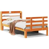 vidaXL Bedframe met hoofdbord massief grenenhout wasbruin 100x200 cm