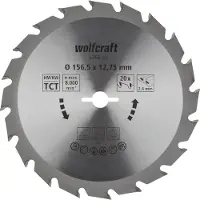 Wolfcraft 6366000 Hardmetaal-cirkelzaagblad 156.5 x 12.75 mm Aantal tanden: 20 1 stuk(s)