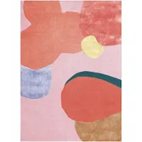 Layered Flower Field wollen vloerkleed 160x230 cm Pink