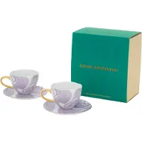 Urban Nature Culture Good Morning geschenkset Cappuccino mok & schotel 2-pack Valuri violet