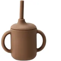 Scandi Living Idun beker met rietje siliconen 120 ml Hazel