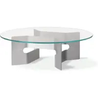 Fredericia Furniture JG salontafel Ø98 cm Glas – geborsteld aluminium