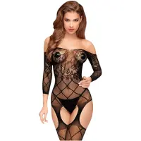 Penthouse Top-Notch - open net lingerieset - zwart - XL