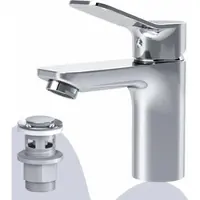 AM.PM Badkraan met pop-up afvoer voor wastafel, chroom. Wastafelmengkraan met afvoer set, 1 1/4 inch, messing