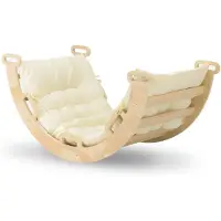 Deryan Houten Klimboog Inclusief Kussen - Klimbrug -Montessori Klimrek - Naturel Hout - Kinderspeelgoed