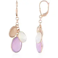 Cavill - Rosévergulde 925 Sterling Zilver Oorbellen - 26.1 ct Lavendel Chalcedoon & Perzik Maansteen - Fancy Briolette - Elegante Dames Sieraden