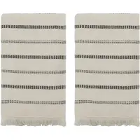 Meraki True handdoek 2 delen Off-White-zwart, 50x100 cm