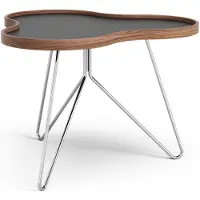 Swedese Flower tafel 62 x 66cm zwart, 45cm, walnoothouten rand, verchroomd onderstel