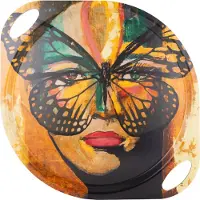 Carolina gynning Golden Butterfly dienblad met handvat 38x47 cm Orange-black