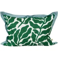 Fine Little Day Leaves kussenhoes met accentkleur rand 48x68 cm Green-blue