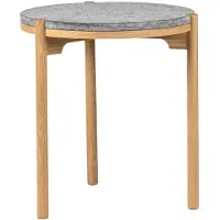 Mavis Dondo bijzettafel witgepigmenteerd eiken Ø45 cm Geschaafd kalksteen