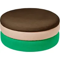 Broste Copenhagen Pond poef groen/roze/koffie Ø68cm - 31001147