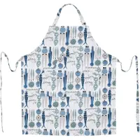 Almedahls Picknick schort klein patroon Blauw-beige