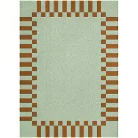 Layered Teklan frame wollen vloerkleed Pistachio camel, 140x200 cm