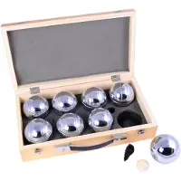 Engelhart Metalen Jeu de Boules - 8 ballen in houten kist - Luxe set - Pétanque - Boules - Metalen ballen - Geschikt voor elke Jeu De Boules baan - Longfield