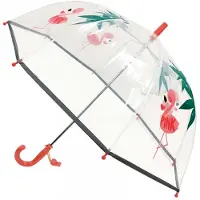 Smati - Transparante kinderparaplu, flamingo - Roze