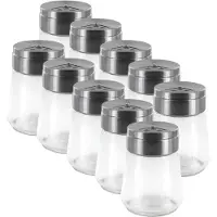 Home Deco Factory kruidenpotjes - 10x - glas - 80 ml - transparant - met strooier