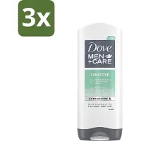 Dove - Shower Gel - 3-in-1 - Men Care Sensitive - Verfrissend en zacht - 400 ml - Bulkverpakking - 3 stuks