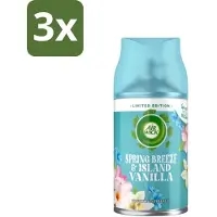 Air Wick 3 x - Luchtverfrisser Navulling - Lentebries & Eilandvanille - Automatische Spray - 250 ml - Luchtverfrisser - Navulling - Geur - Lente - Eilandvanille