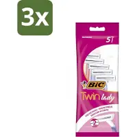 BIC - Twin Lady - Scheermesjes - Dubbel Mesje - Wegwerpmesjes - 5 Scheermesjes - Bulkverpakking - 3 stuks