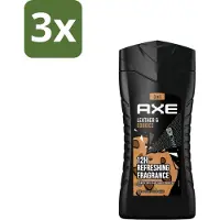 Axe - 3-in-1 Douchegel - Leather & Cookies - 100% Plantaardig - 250 ml - Bulkverpakking - 3 stuks