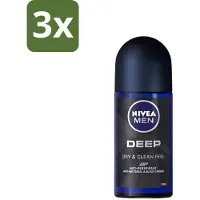 Nivea - Deo Roll-On - Men - Deep - 48 Uur Lang Werkend - 50 ml - Bulkverpakking - 3 stuks