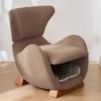 OKWISH Loungestoel – 1-Zits Fauteuil Met Huisdierholte Voor Katten En Kleine Honden – Krabbestendige Stof – Ergonomisch Schuim Voor Lezen/Relaxen – Bruin