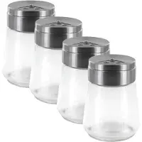 Home Deco Factory kruidenpotjes - 4x - glas - 80 ml - transparant - met strooier