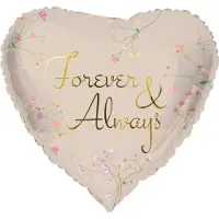 Folat - Folieballon Hartvormig Forever and Always - 45 cm - Valentijnsdag versiering - Valentijnsdag cadeau - valentijnsdag